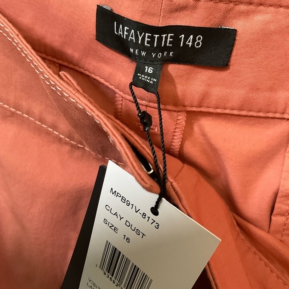 Lafayette 148 New York Cuffed Wide Leg Cropped Pants Clay Dust Orange Size 16 - Picture 2 of 8